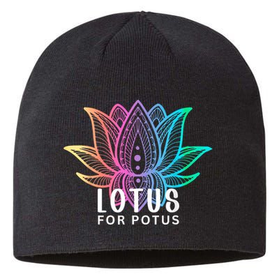 Lotus For Potus Kamala Harris Support Design Election 2024 Sustainable Beanie