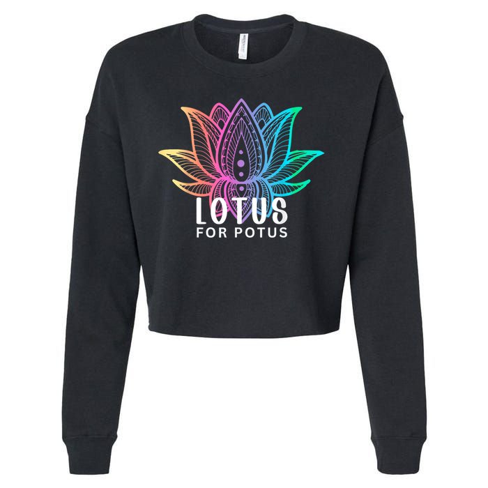 Lotus For Potus Kamala Harris Support Design Election 2024 Cropped Pullover Crew