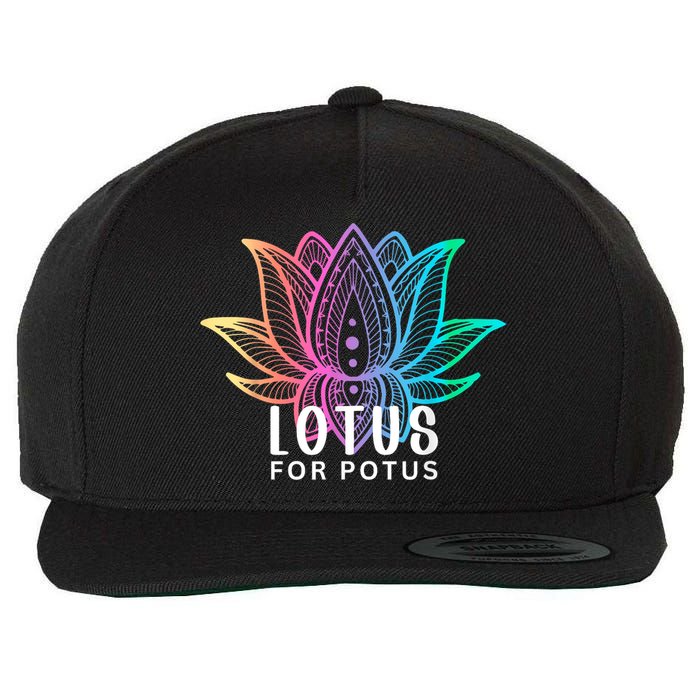 Lotus For Potus Kamala Harris Support Design Election 2024 Wool Snapback Cap