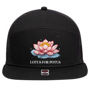 Lotus For Potus Kamala Harris President Campaign 2024 7 Panel Mesh Trucker Snapback Hat