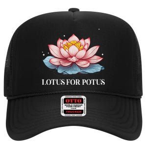 Lotus For Potus Kamala Harris President Campaign 2024 High Crown Mesh Back Trucker Hat