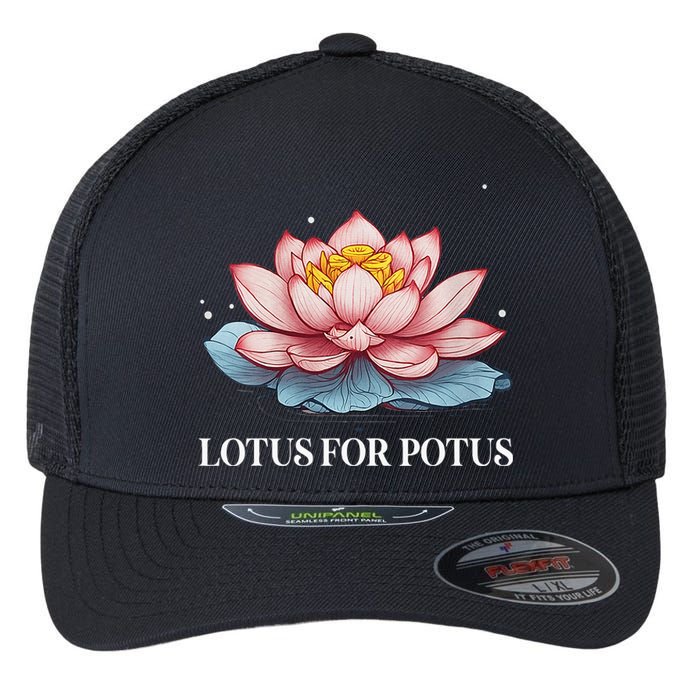 Lotus For Potus Kamala Harris President Campaign 2024 Flexfit Unipanel Trucker Cap