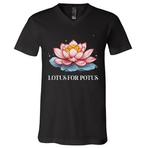 Lotus For Potus Kamala Harris President Campaign 2024 V-Neck T-Shirt