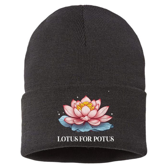 Lotus For Potus Kamala Harris President Campaign 2024 Sustainable Knit Beanie