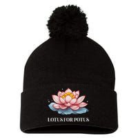 Lotus For Potus Kamala Harris President Campaign 2024 Pom Pom 12in Knit Beanie