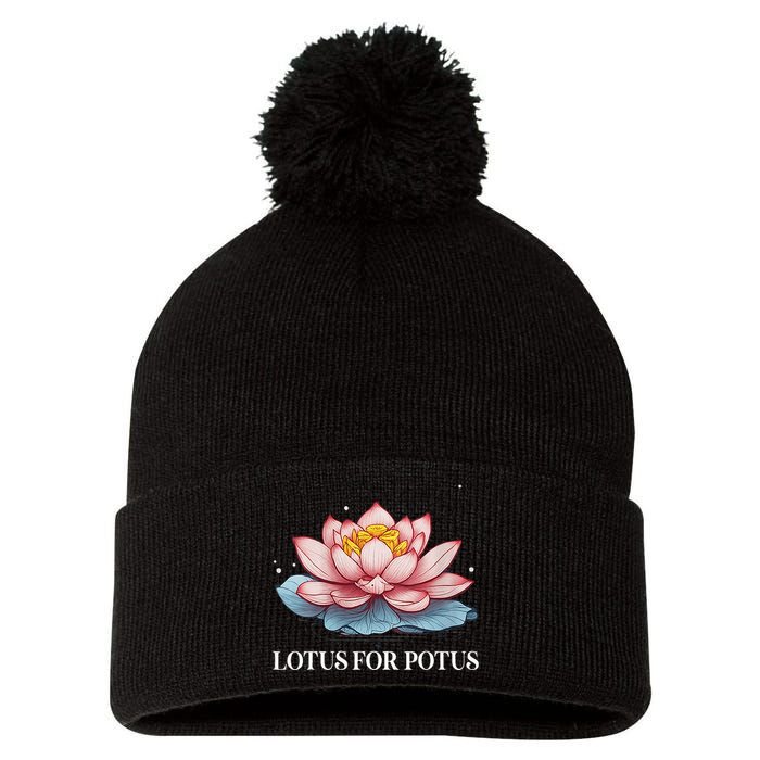 Lotus For Potus Kamala Harris President Campaign 2024 Pom Pom 12in Knit Beanie