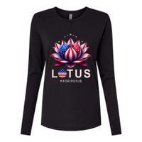 Lotus For Potus Kamala Harris 2024 Womens Cotton Relaxed Long Sleeve T-Shirt