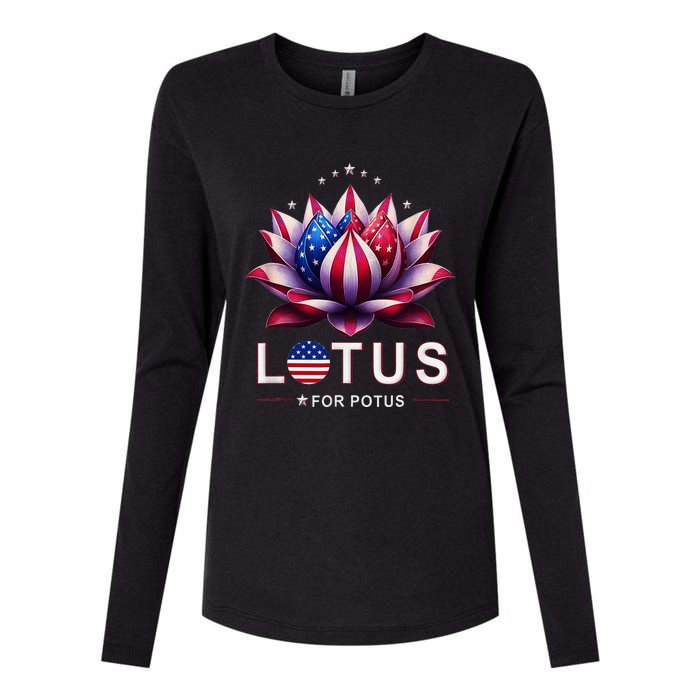 Lotus For Potus Kamala Harris 2024 Womens Cotton Relaxed Long Sleeve T-Shirt