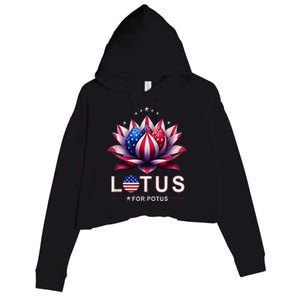 Lotus For Potus Kamala Harris 2024 Crop Fleece Hoodie