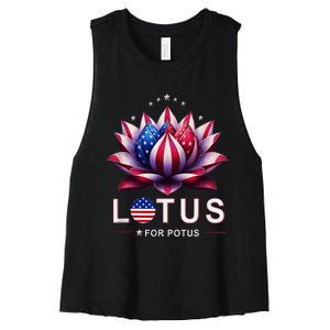 Lotus For Potus Kamala Harris 2024 Women's Racerback Cropped Tank