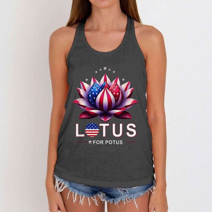 Lotus For Potus Kamala Harris 2024 Women's Knotted Racerback Tank