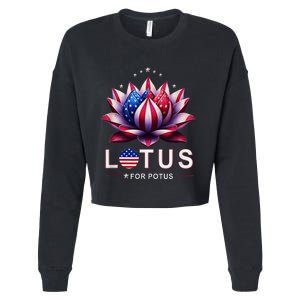 Lotus For Potus Kamala Harris 2024 Cropped Pullover Crew