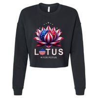 Lotus For Potus Kamala Harris 2024 Cropped Pullover Crew