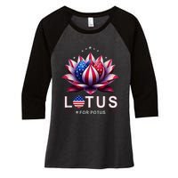 Lotus For Potus Kamala Harris 2024 Women's Tri-Blend 3/4-Sleeve Raglan Shirt