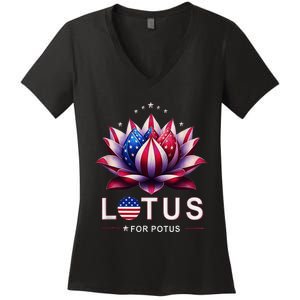 Lotus For Potus Kamala Harris 2024 Women's V-Neck T-Shirt