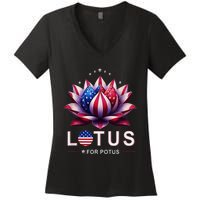 Lotus For Potus Kamala Harris 2024 Women's V-Neck T-Shirt