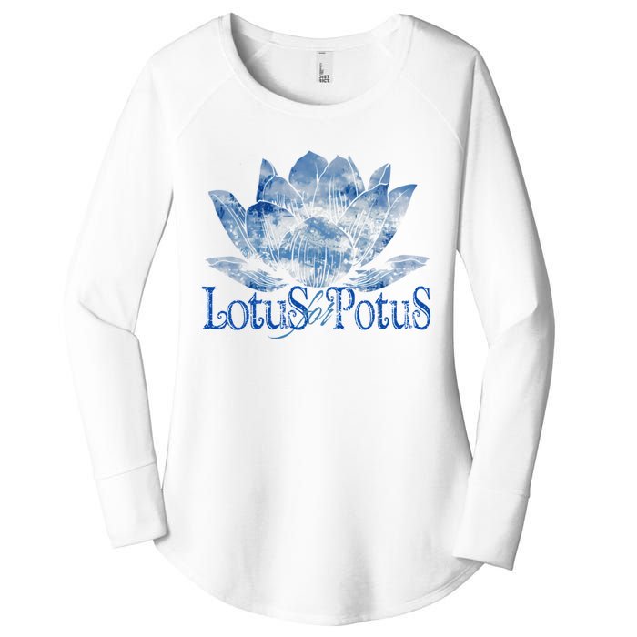 Lotus For Potus Kamala Harris 2024 Election Distressed Women's Perfect Tri Tunic Long Sleeve Shirt