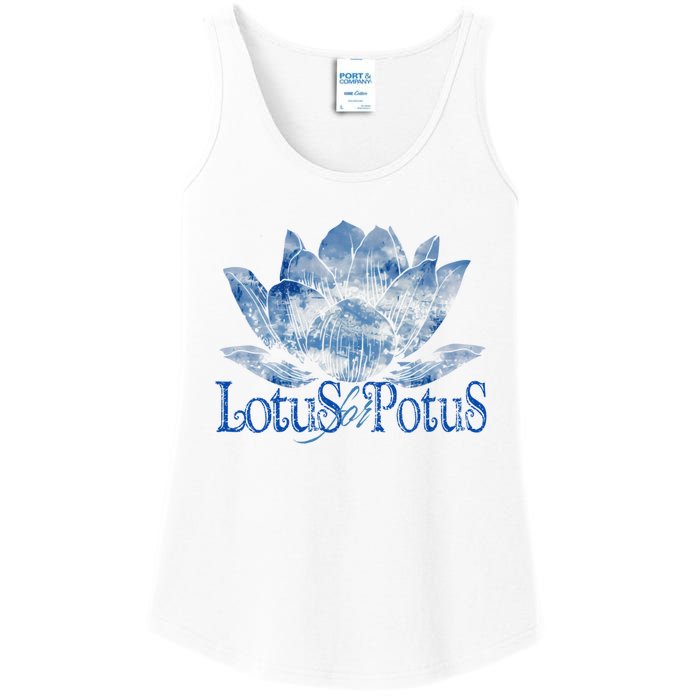 Lotus For Potus Kamala Harris 2024 Election Distressed Ladies Essential Tank