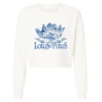 Lotus For Potus Kamala Harris 2024 Election Distressed Cropped Pullover Crew