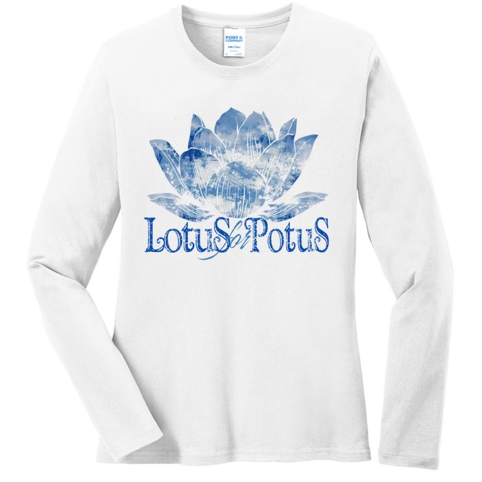 Lotus For Potus Kamala Harris 2024 Election Distressed Ladies Long Sleeve Shirt