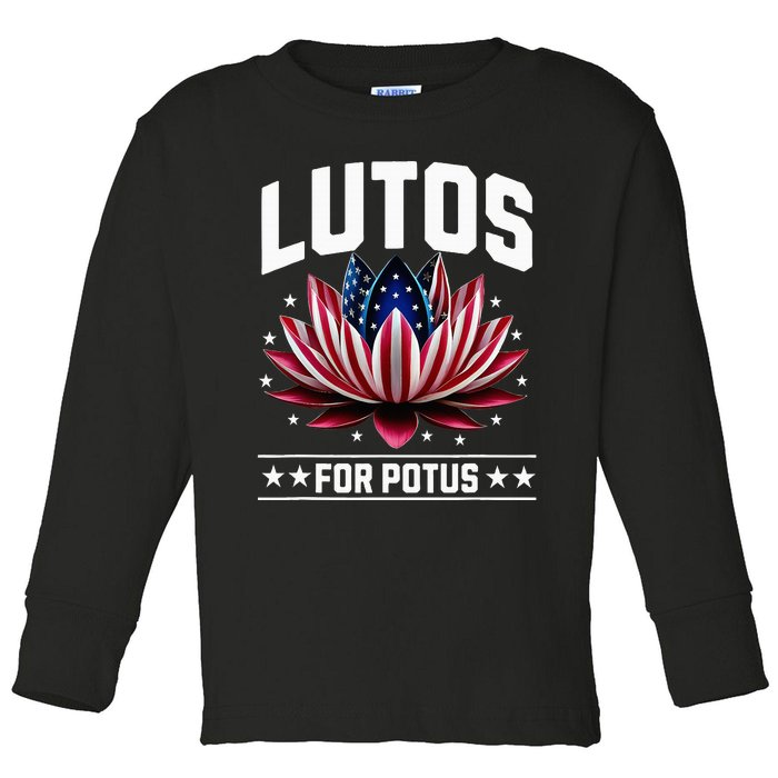 Lotus For Potus Kamala Harris 2024 President Toddler Long Sleeve Shirt