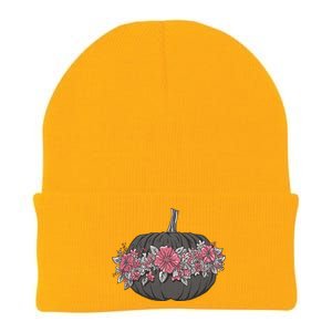 Lovely Flowered Pumpkin Knit Cap Winter Beanie