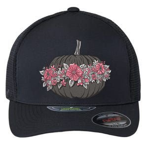 Lovely Flowered Pumpkin Flexfit Unipanel Trucker Cap