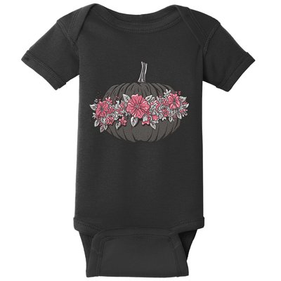 Lovely Flowered Pumpkin Baby Bodysuit