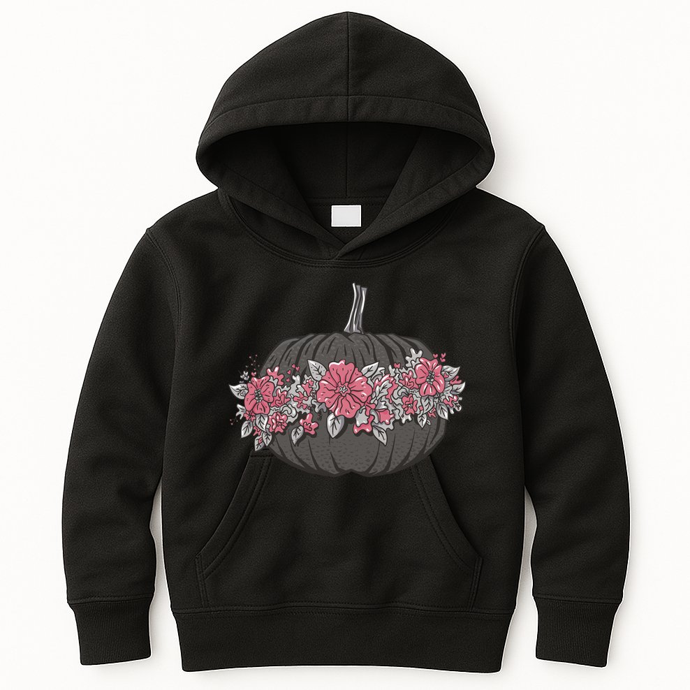 Lovely Flowered Pumpkin Kids Hoodie