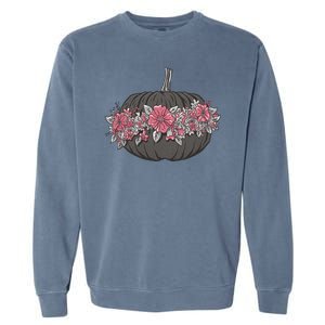 Lovely Flowered Pumpkin Garment-Dyed Sweatshirt