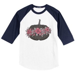 Lovely Flowered Pumpkin Baseball Sleeve Shirt