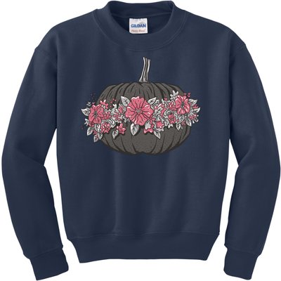 Lovely Flowered Pumpkin Kids Sweatshirt