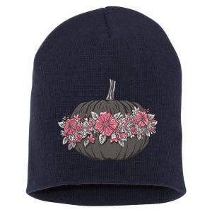 Lovely Flowered Pumpkin Short Acrylic Beanie