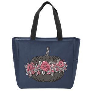 Lovely Flowered Pumpkin Zip Tote Bag