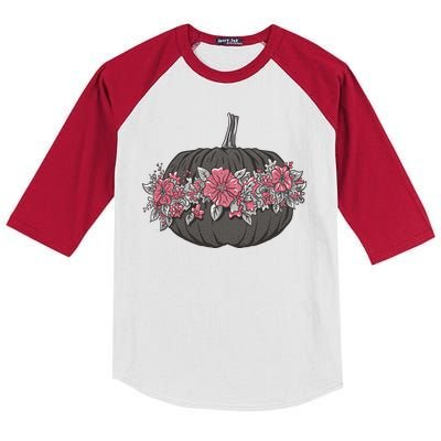 Lovely Flowered Pumpkin Kids Colorblock Raglan Jersey