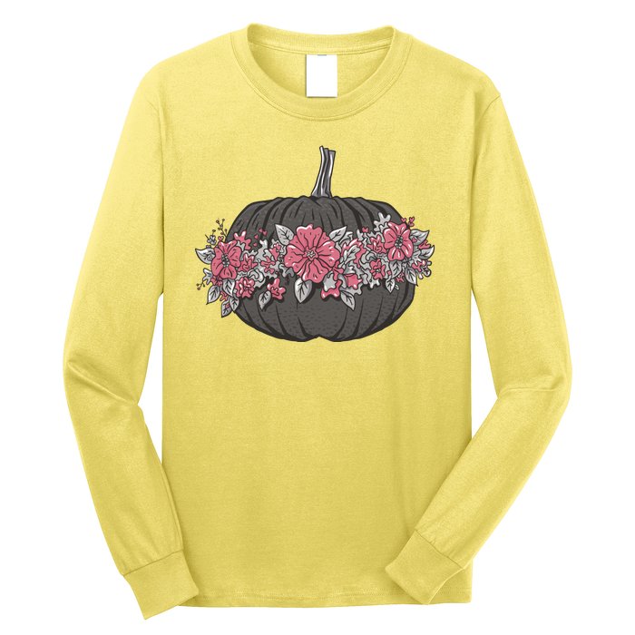 Lovely Flowered Pumpkin Long Sleeve Shirt