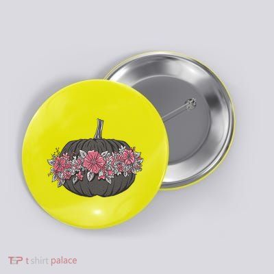 Lovely Flowered Pumpkin Button