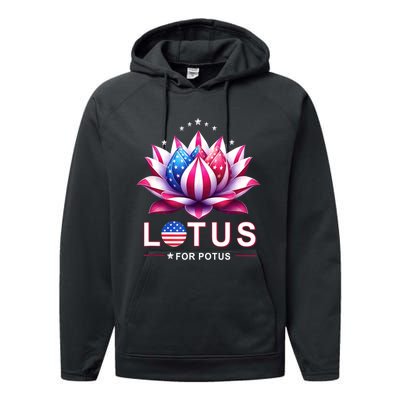 Lotus For Potus Kamala Harris 2024 President Trend Election Performance Fleece Hoodie