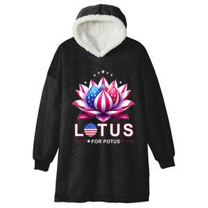 Lotus For Potus Kamala Harris 2024 President Trend Election Hooded Wearable Blanket