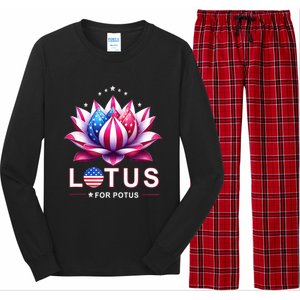 Lotus For Potus Kamala Harris 2024 President Trend Election Long Sleeve Pajama Set