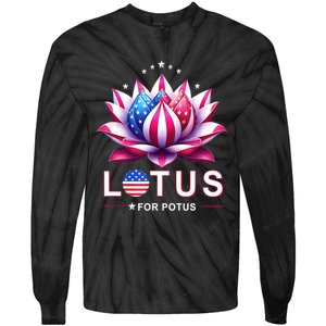 Lotus For Potus Kamala Harris 2024 President Trend Election Tie-Dye Long Sleeve Shirt