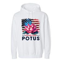 Lotus For Potus President Election Vote Garment-Dyed Fleece Hoodie