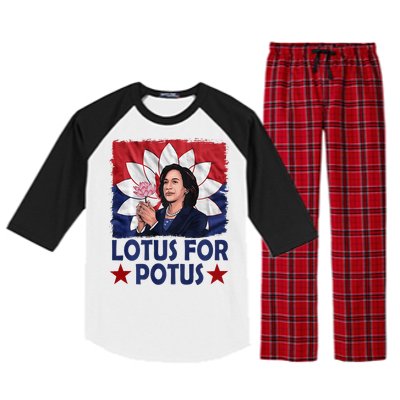 Lotus For Potus Kamala Harris 2024 Raglan Sleeve Pajama Set