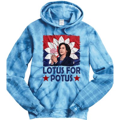 Lotus For Potus Kamala Harris 2024 Tie Dye Hoodie