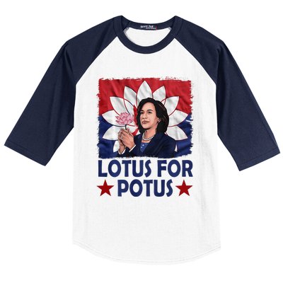 Lotus For Potus Kamala Harris 2024 Baseball Sleeve Shirt