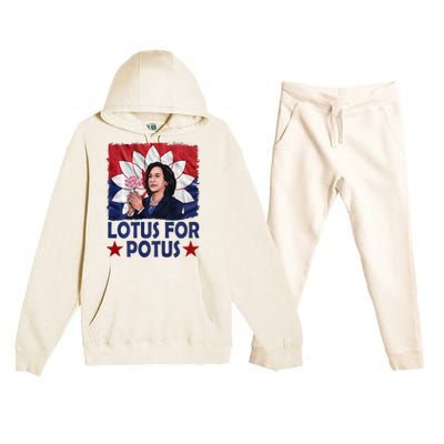 Lotus For Potus Kamala Harris 2024 Premium Hooded Sweatsuit Set