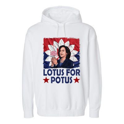 Lotus For Potus Kamala Harris 2024 Garment-Dyed Fleece Hoodie