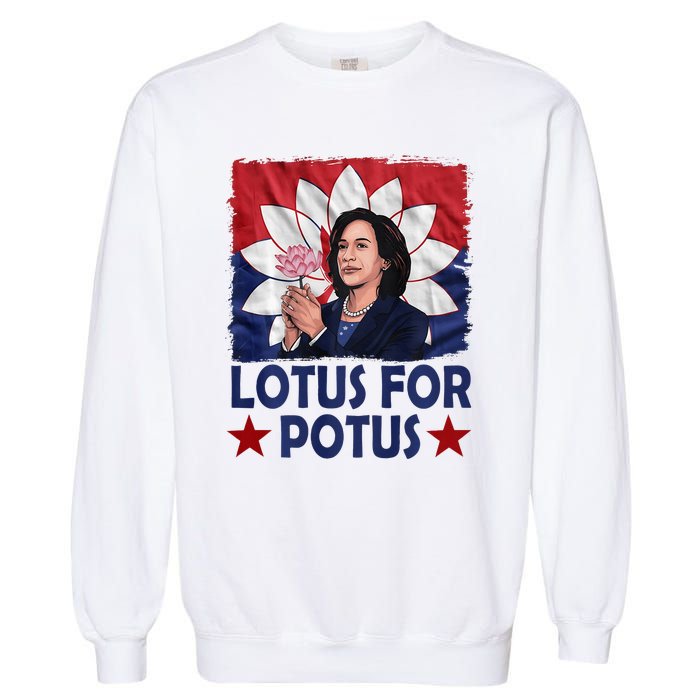 Lotus For Potus Kamala Harris 2024 Garment-Dyed Sweatshirt