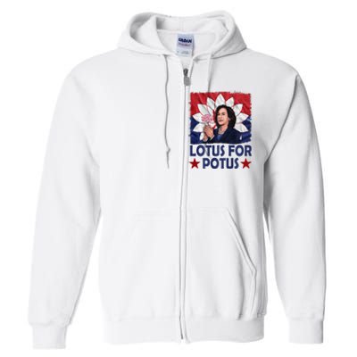 Lotus For Potus Kamala Harris 2024 Full Zip Hoodie