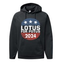 Lotus For Potus Kamala Harris 2024 Performance Fleece Hoodie